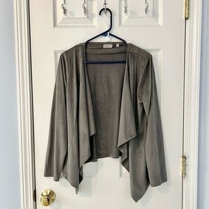 Evolution Comfy Faux Suede Grey Cardigan